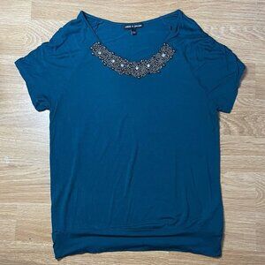 CABLE & GAUGE/ LRG WOMENS/ TEAL DRESS SHIRT